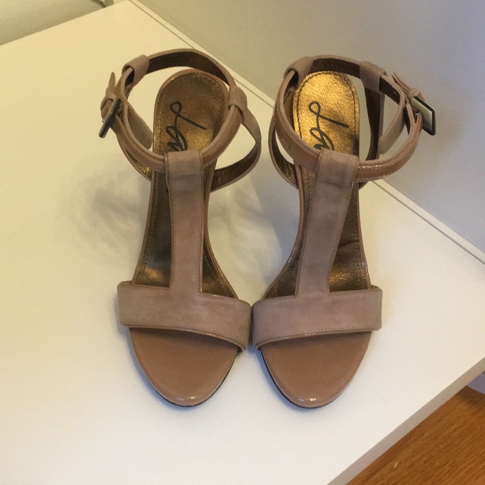 Lanvin Beige T-Bar Sandals